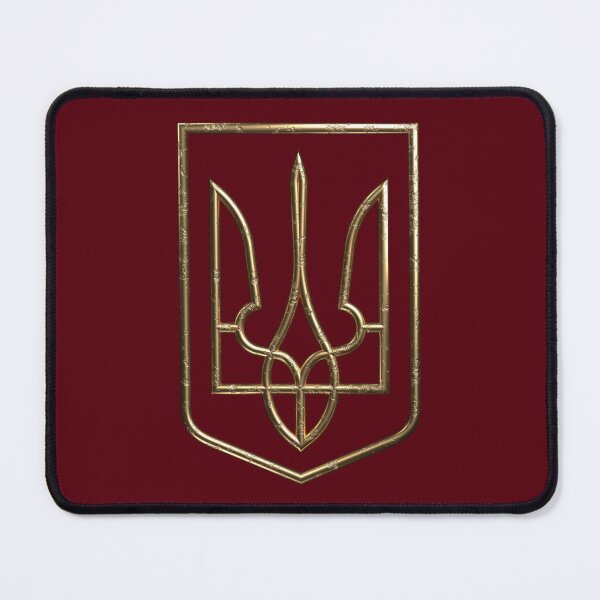 Item preview, Ukraine coat of arms shield trident trident gyrfalcon gold look eroded hollow designed and sold by lathspell.