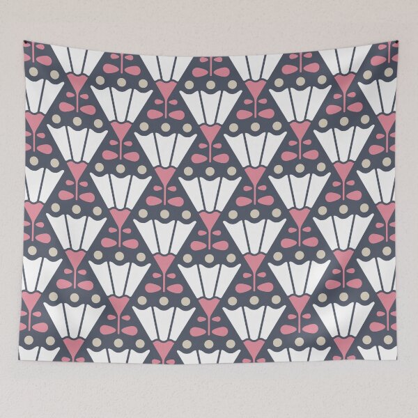Item preview, KF 0039 F - Retro Vintage Triangle Flowers Minimalist 70s Modern Geometric Floral Pattern designed and sold by KhakiFinch.