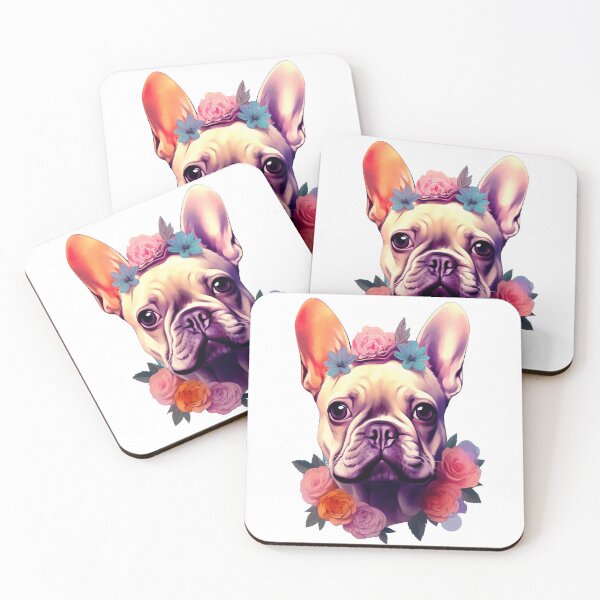 Item preview, Portrait of a small Bulldog with flower necklace designed and sold by Polnorandco.
