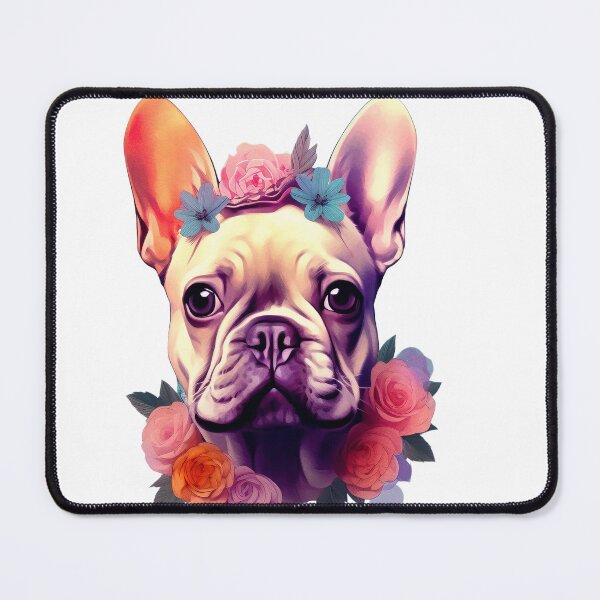 Item preview, Portrait of a small Bulldog with flower necklace designed and sold by Polnorandco.
