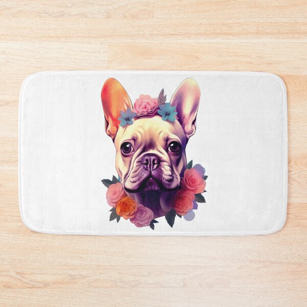 Item preview, Portrait of a small Bulldog with flower necklace designed and sold by Polnorandco.