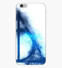 Galaxy hallows blue (half sand explosion) - wand, cloak, stone iPhone Case