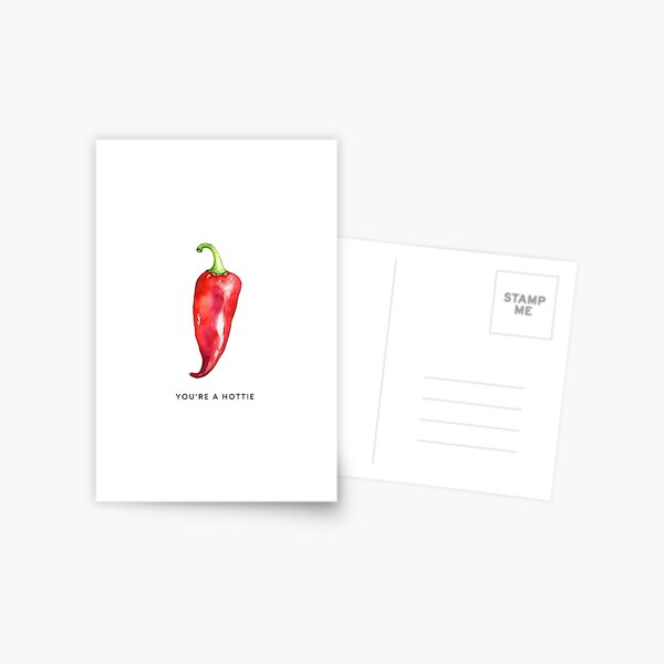 Vista previa del artículo con la obra «usted es un Hottie Tarjeta de felicitación | Diseño de pimiento picante de acuarela | Cumplido juguetón», diseñado y vendido por Brooke Drake Co..