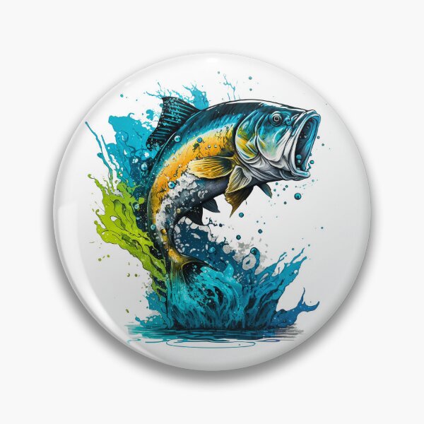 Artikelvorschau, Barsch-Fisch-Aquarell, Angel-Clipart, Gone Fishing entworfen und verkauft von RomanDigitalArt.