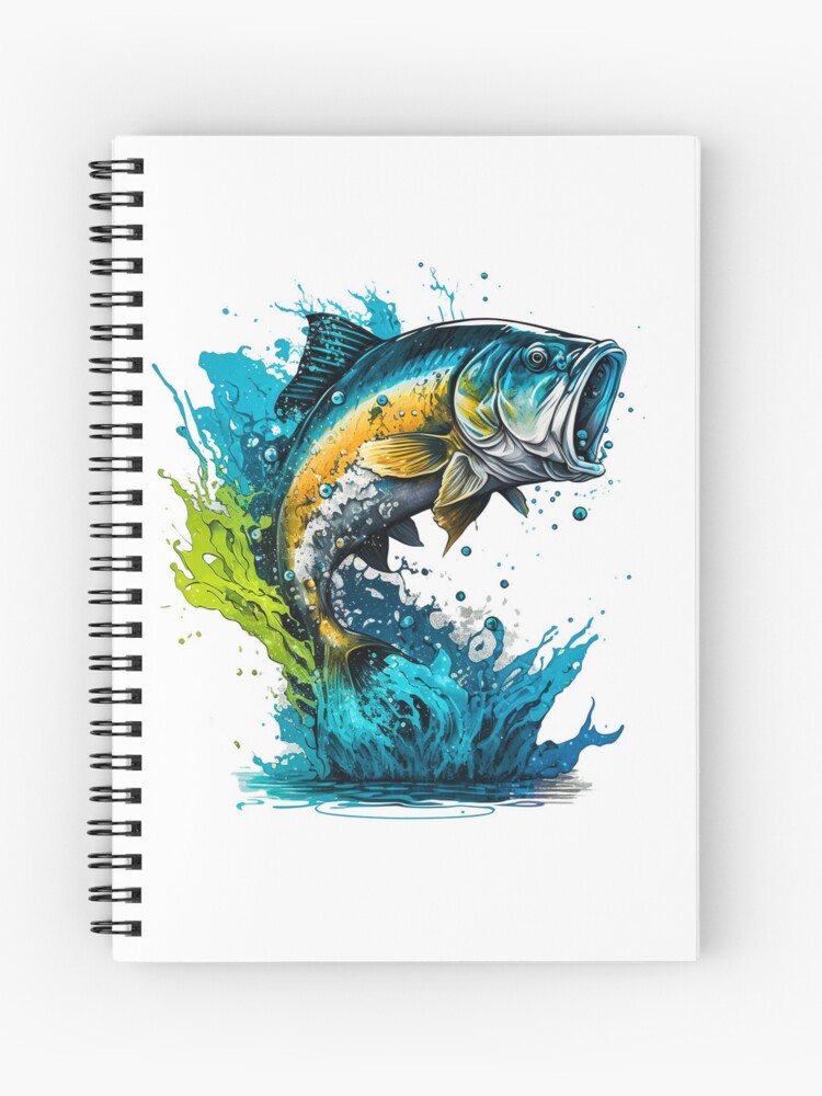 Bass Fish Watercolor, Fishing clipart, Gone Fishing Spiral