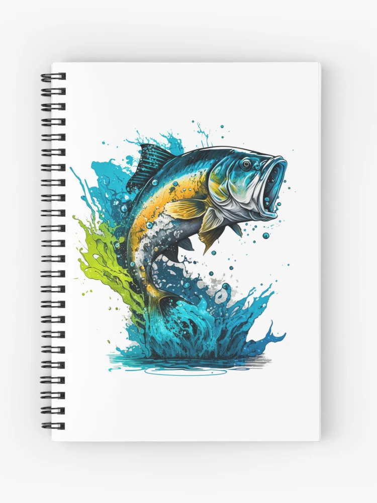 Bass Fish Watercolor, Fishing clipart, Gone Fishing Journal for Sale by  RomanDigitalArt