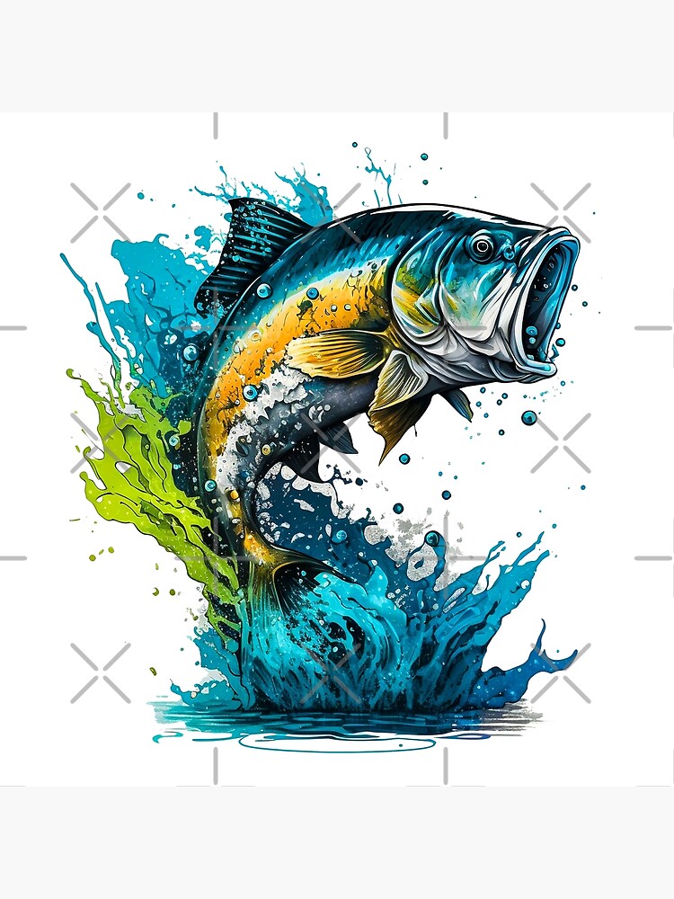 Bass Fish Watercolor, Fishing clipart, Gone Fishing | Art Board Print