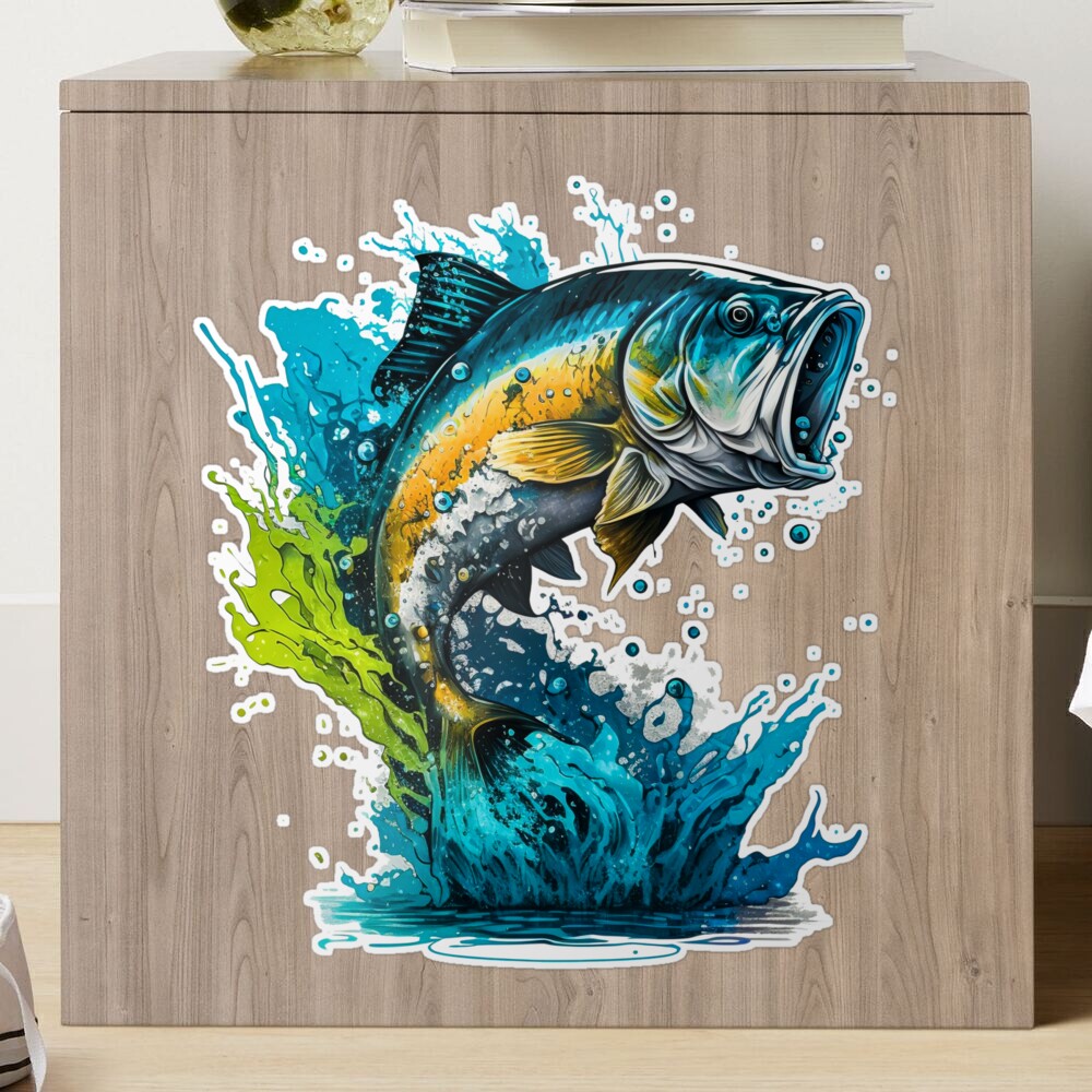 Bass Fish Watercolor, Fishing clipart, Gone Fishing Sticker for Sale by  RomanDigitalArt