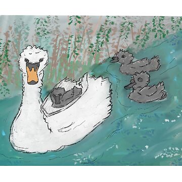 Artwork thumbnail, Swan & cygnets UK canal wildlife waterfowl British wildlife by cruzinjewlz