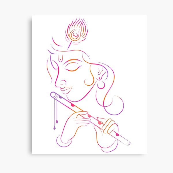 Image of Sketch Of The Hindu Epic Mahabharata'S Lord Krishna Showing  Vishwaroopa And Telling The Gita In A Kurukshetra War Editable Outline  Illustration-HX585813-Picxy