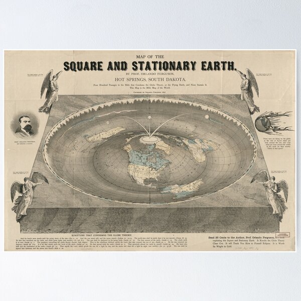 Item preview, Map of the Square and Stationary Earth designed and sold by isopsephism.