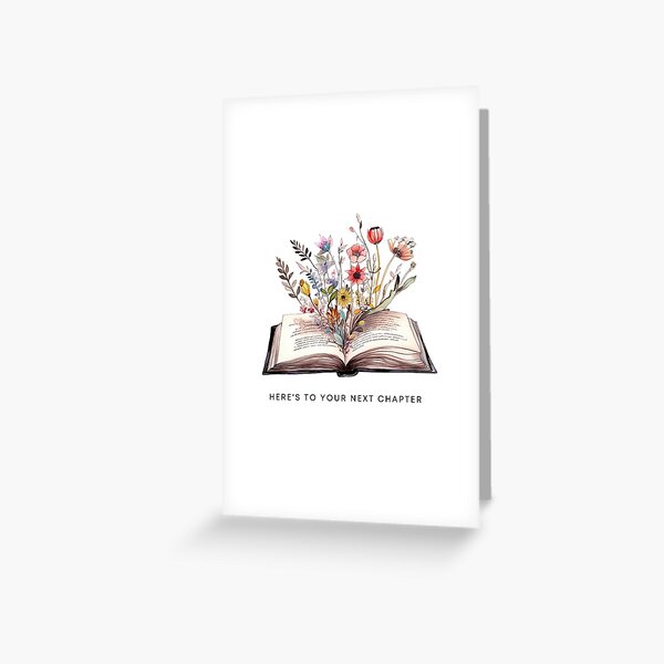 Item preview, Here's to Your Next Chapter Greeting Card | Watercolor Open Book Bursting with Flowers designed and sold by Brooke Drake Co..
