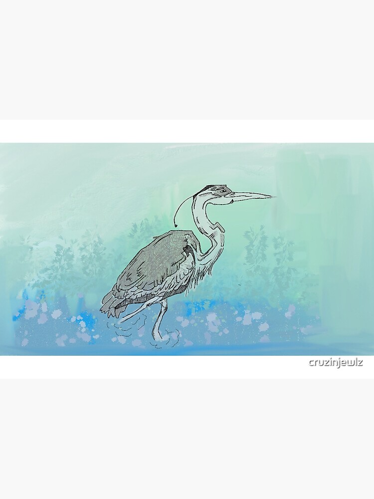 Thumbnail 2 of 2, Greeting Card, Heron stalking fish, nature, British wildlife waterfowl wild birds  designed and sold by cruzinjewlz.