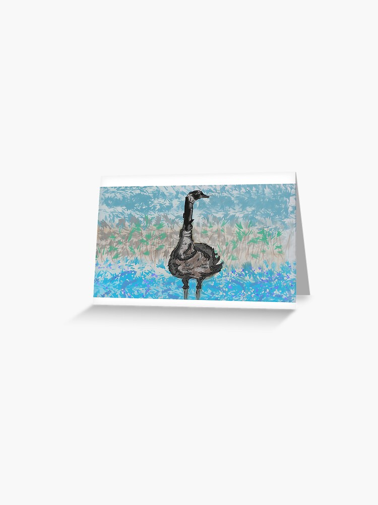 Thumbnail 1 of 2, Greeting Card, Canadian goose on guard Nature British wild birds waterfowl wildlife designed and sold by cruzinjewlz.