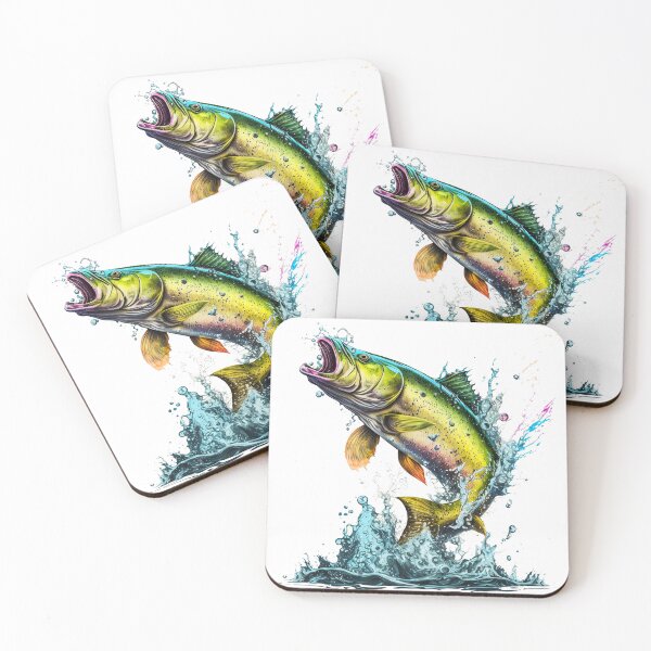 Item preview, Bass Fish Watercolor, Fishing clipart, Gone Fishing, Pike fish designed and sold by RomanDigitalArt.