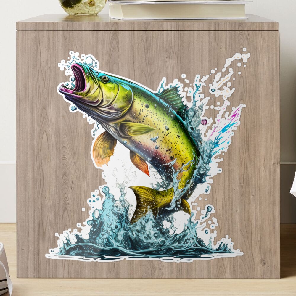 Bass Fish Watercolor, Fishing clipart, Gone Fishing, Pike fish Sticker for  Sale by RomanDigitalArt