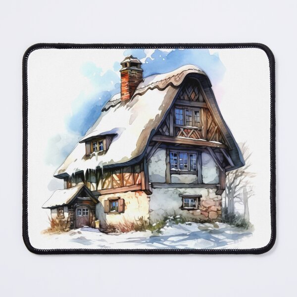 Item preview, Charming Winter Farmhouse Clipart, Snowy Retreat, Winter Coziness, Festive Farmstead, Rural Charm, Frosty Homestead, Quaint Winter Haven designed and sold by CoolorPainting.