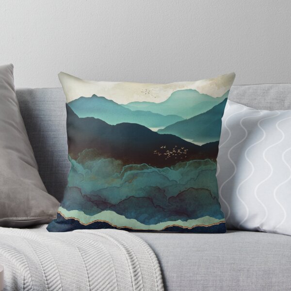 Indigo Mountains Throw Pillow