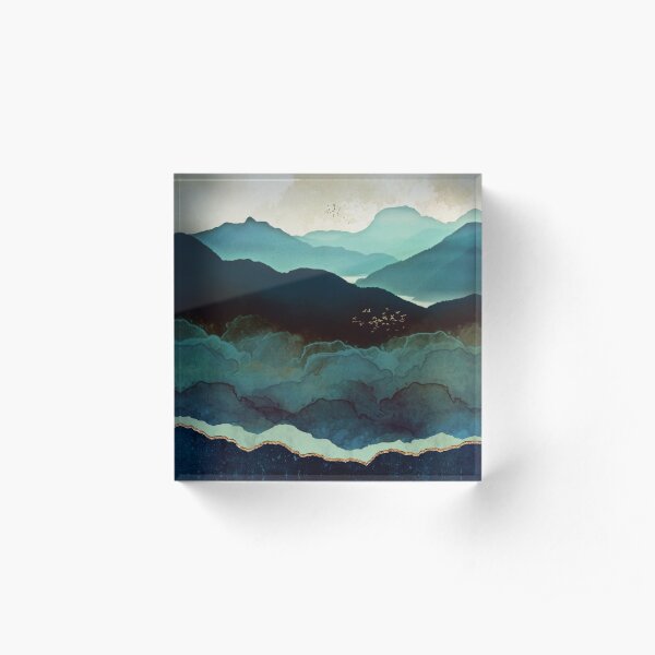Indigo Mountains Acrylic Block
