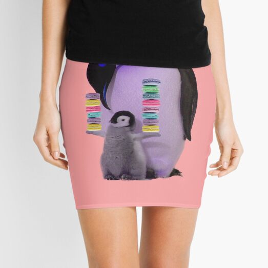 Penguin Family with Macarons by Alice Monber Mini Skirt