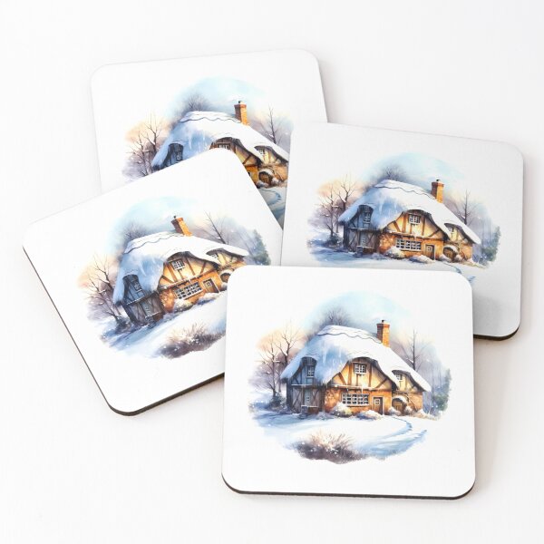 Item preview, Encantadora granja de invierno, refugio nevado, acogedor invierno, granja festiva, encanto rural, granja helada, pintoresco refugio invernal designed and sold by CoolorPainting.