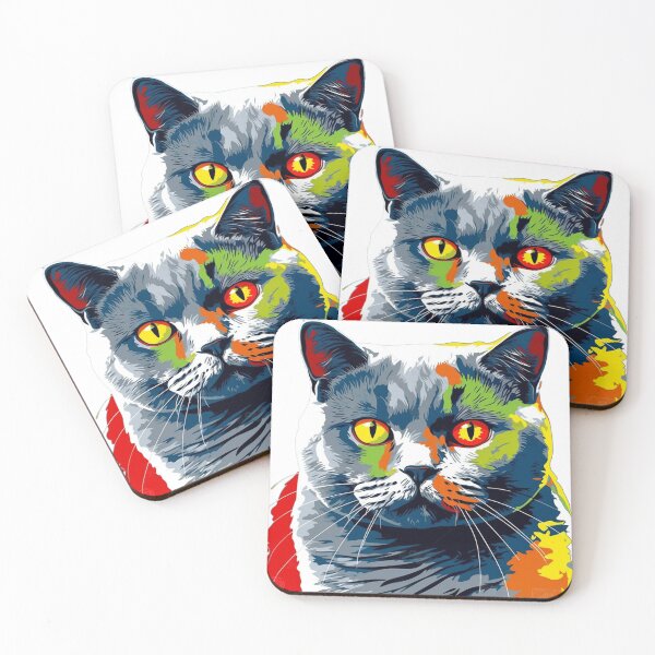 Item preview, Pop-art Inspired British Shorthair Cat Design by FelineArtCo - Stylish and Playful Feline Art designed and sold by DooodleGod.