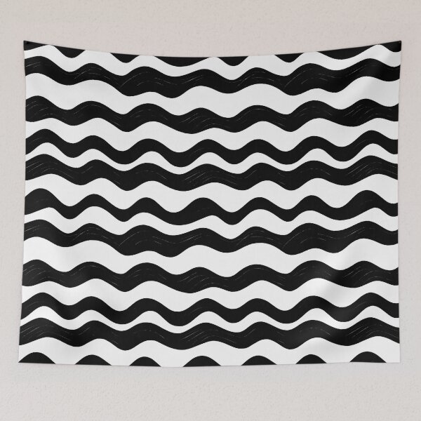 Item preview, Watercolour Black & White Wavy Lines Seamless Pattern designed and sold by PatternStudios.