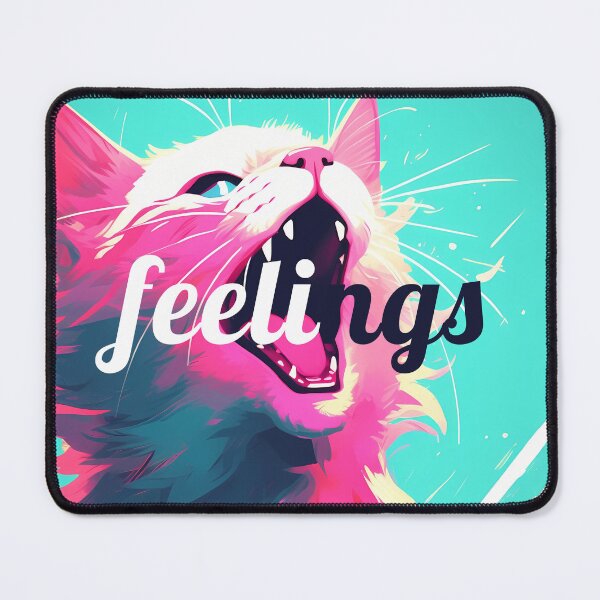 Item preview, Sounds Like Animals 1, pink cat catching feelings, dealing with life, fluffy fur, blue and white. designed and sold by FoxRobinRabbit.