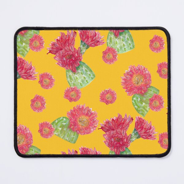 Item preview, Desert Bloom: Bright Green Cacti with Pink Floral Blooms on yellow designed and sold by maddydoodlesoup.