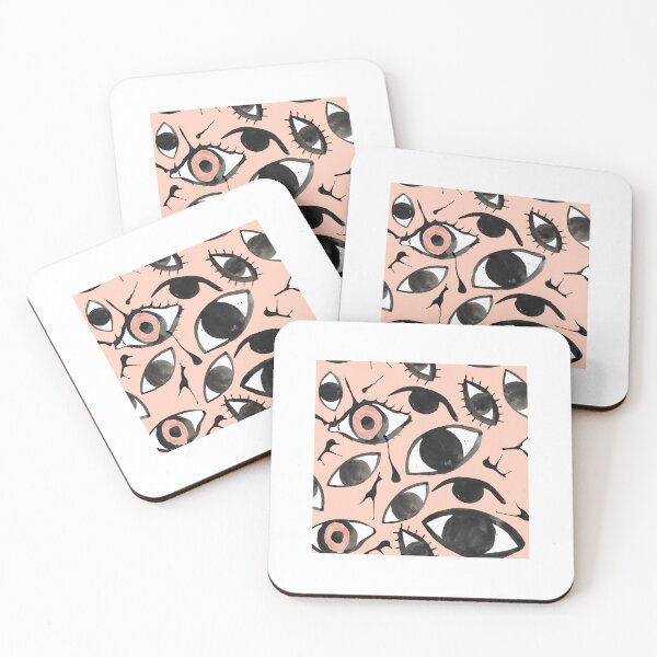 Item preview, Ink Blots and Eyeballs: Hand Painted Halloween Pattern in Black Ink on orange designed and sold by maddydoodlesoup.