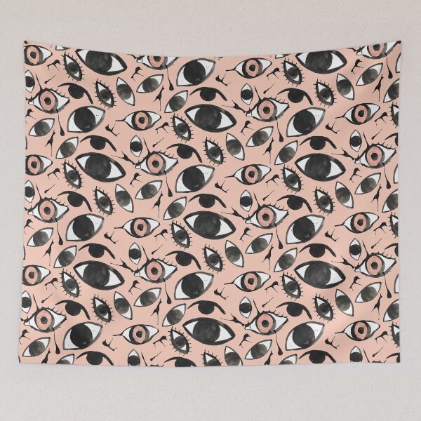 Item preview, Ink Blots and Eyeballs: Hand Painted Halloween Pattern in Black Ink on orange designed and sold by maddydoodlesoup.