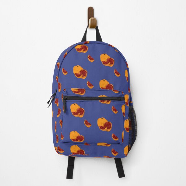 Item preview, Juicy Citrus Delight: Blue Background with Detailed Oranges and Slices designed and sold by maddydoodlesoup.