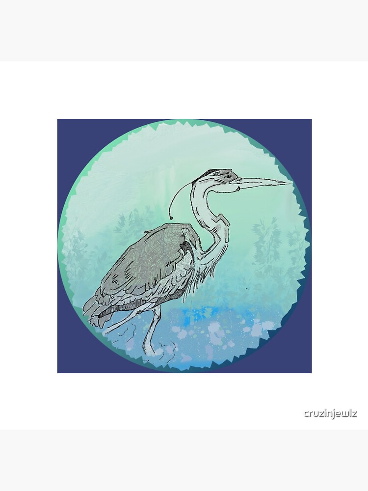 Thumbnail 3 of 3, Pin, Heron stalking fish, nature, British wildlife waterfowl wild birds  designed and sold by cruzinjewlz.