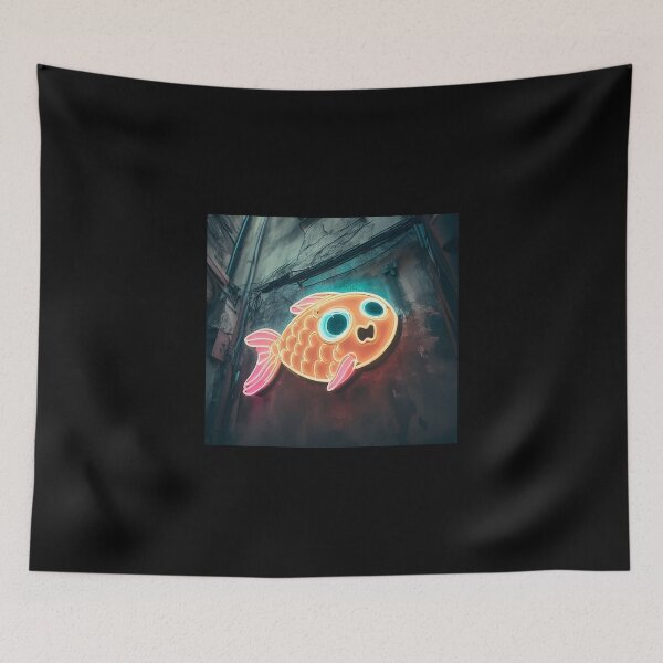 Item preview, Neon light on urban wall: fish  designed and sold by Reinvention.