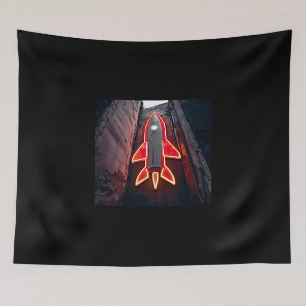 Item preview, Neon light on urban wall: rocket ship  designed and sold by Reinvention.