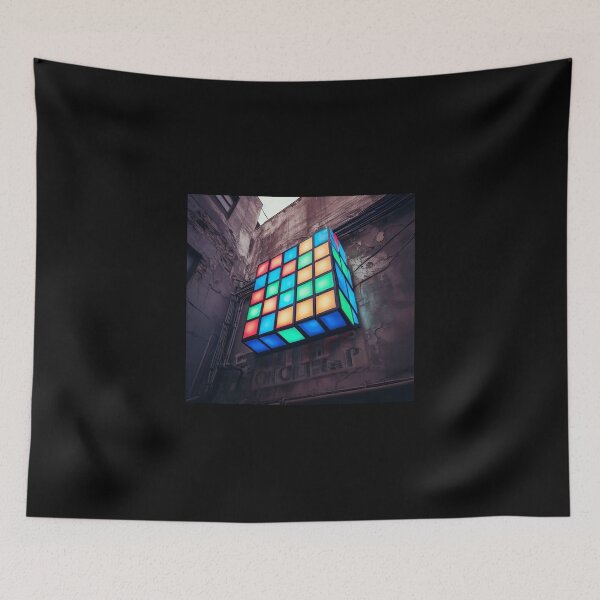 Item preview, Neon light on urban wall: Rubik Cube designed and sold by Reinvention.