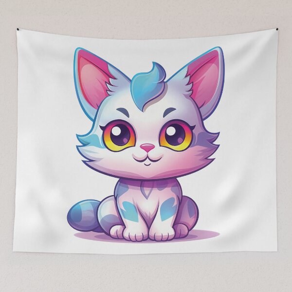 Item preview, Playful Kawaii Cat Art | Fun and Colorful | Cute Feline Illustration designed and sold by PopPopGfx.