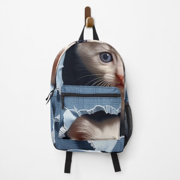 Item preview, Kitten in denim ripped hole in denim jeans designed and sold by Art by Lilia.