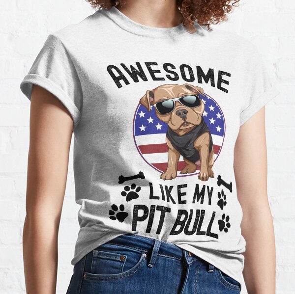 Item preview, Awesome Like My Pit Bull with USA Flag July 4th Dog Owner designed and sold by elvisg03.