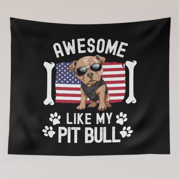 Item preview, Awesome Like My Pit Bull with USA Flag July 4th Dog Owner designed and sold by elvisg03.