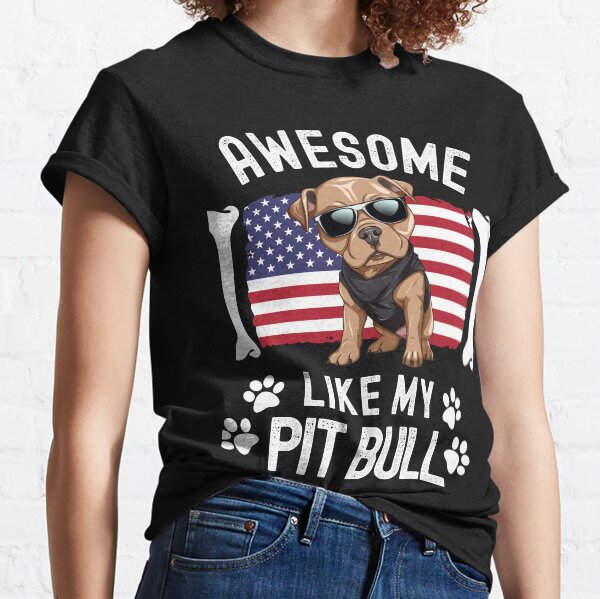 Item preview, Awesome Like My Pit Bull with USA Flag July 4th Dog Owner designed and sold by elvisg03.