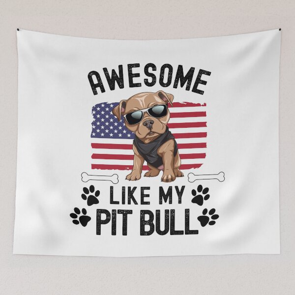Item preview, Awesome Like My Pit Bull with USA Flag July 4th Dog Owner designed and sold by elvisg03.