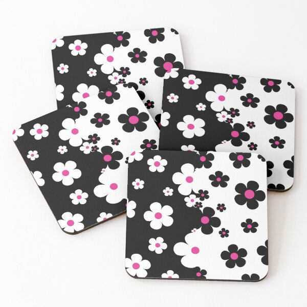 Item preview, 60's Retro Pop Small Flowers in Black, White and Pink designed and sold by MellowCat.