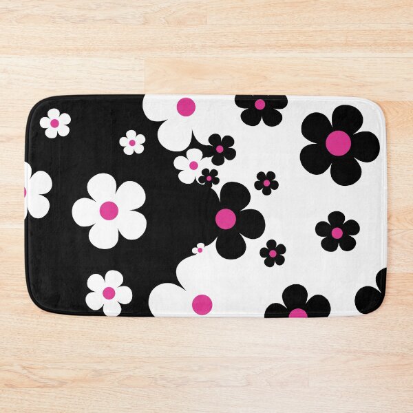 Item preview, 60's Retro Pop Small Flowers in Black, White and Pink designed and sold by MellowCat.