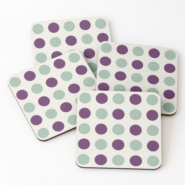 Item preview, MUTED GREEN, AUBERGINE PURPLE and CREAM Symmetrical POLKA DOTS  designed and sold by RachelMacht.