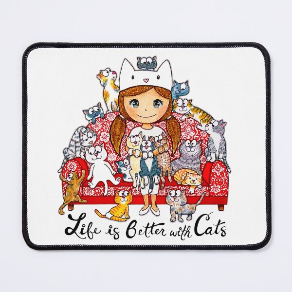 Item preview, #2 LIFE IS BETTER WITH CATS (Red Couch) designed and sold by nekokokeshi.