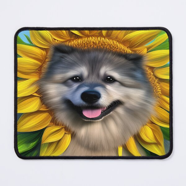 Item preview, Summer Keeshond Wearing A Sunflower Hat designed and sold by ZenEverAI.