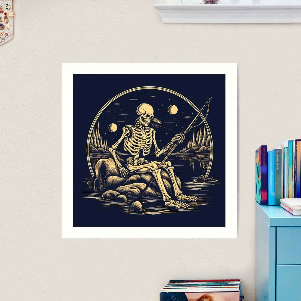 Skeleton Fishing Funny Scary Spooky Skeletons for Fisherman  Poster for  Sale by theflandonian