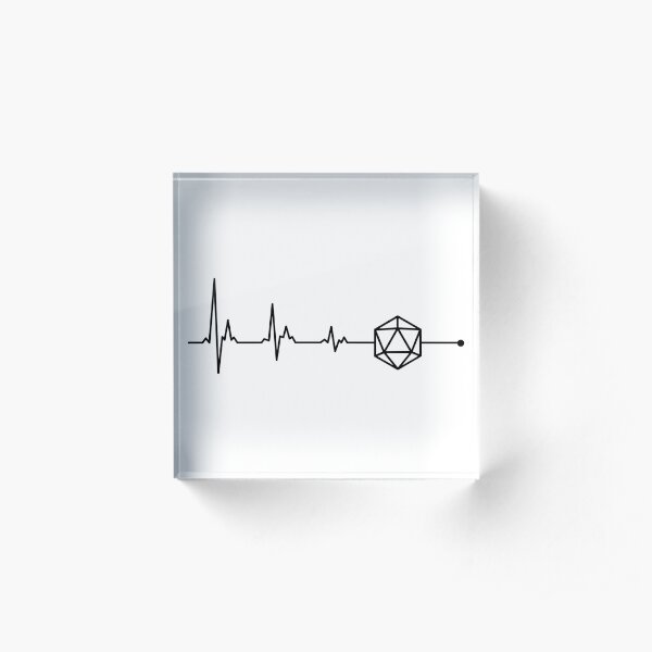 Heartbeat D20 Dice Acrylic Block