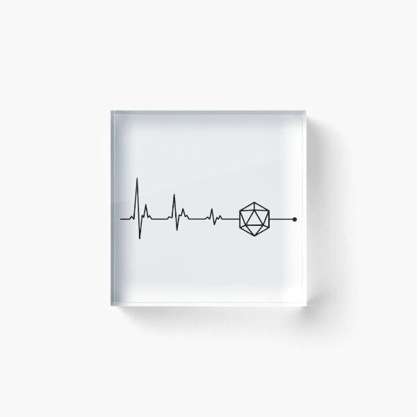Heartbeat D20 Dice Acrylic Block